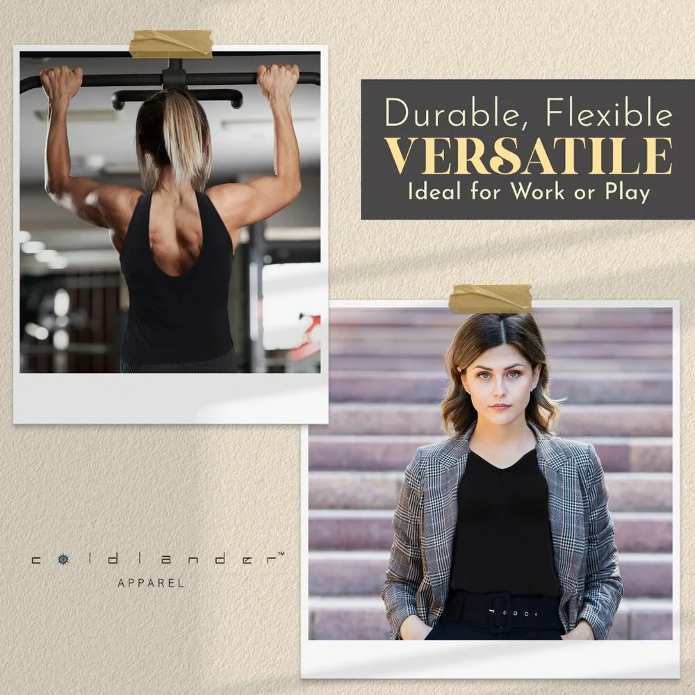 Women's Black Tank Top by Coldlander.com, 100% Cotton with Built-in Bra - Picture 4 of 7